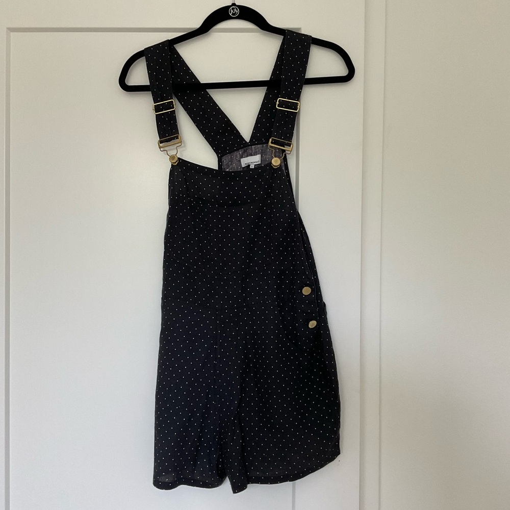 WeWoreWhat Polkadot Linen Overalls